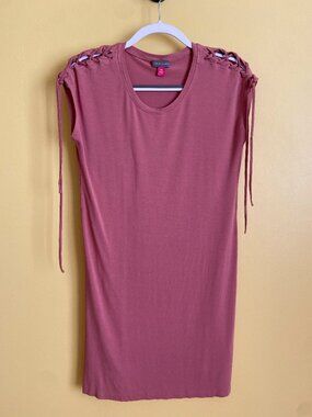 Vince Camuto Women XXS T-Shirt Shift Dress Shoulder Ties Zen Bloom